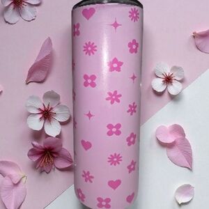 Pink Floral Patterned Tumbler NEW